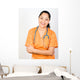 Happy Hispanic Health Care Technician Isolated on White Wall Decal