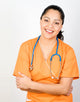 Happy Hispanic Health Care Technician Isolated on White Wall Decal