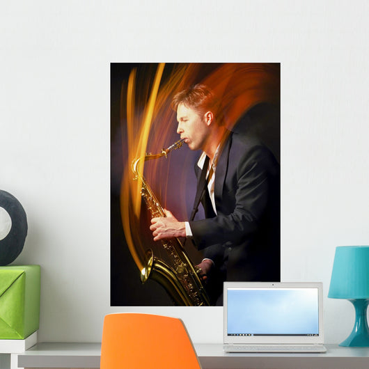 Man Playing Saxophone Wall Decal Design 2