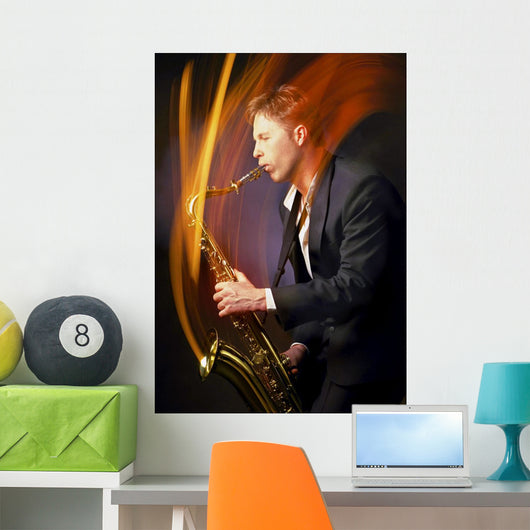Man Playing Saxophone Wall Decal Design 2