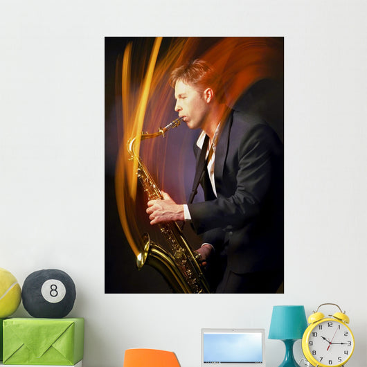 Man Playing Saxophone Wall Decal Design 2