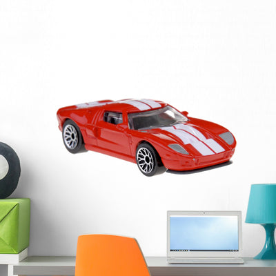 Red Sports Car Wall Decal shown on a wall