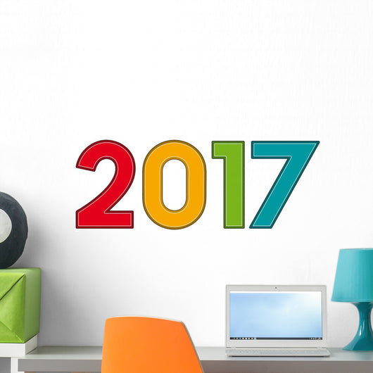 colorful creative text 2017 Wall Decal