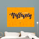 Happy Halloween vector lettering with detailed engraving backgro Wall Mural