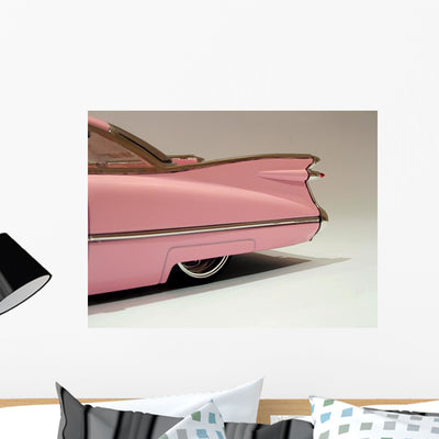 Pink Cadillac Tail End Wall Decal shown on a wall