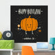 Cutie pumpkin with candy and a pet spider in his hands - Halloween hand drawn vector illustration. Wall Mural