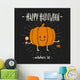 Cutie pumpkin with candy and a pet spider in his hands - Halloween hand drawn vector illustration. Wall Mural