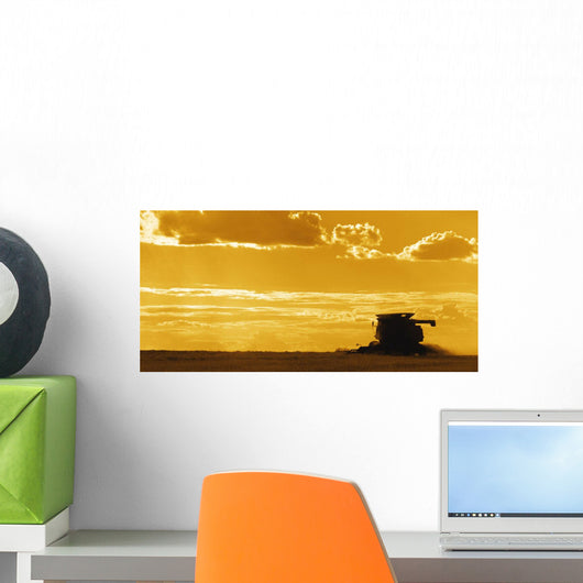 Field with Combine Sunset Wall Decal