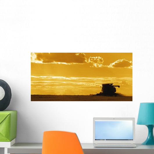 Field with Combine Sunset Wall Decal