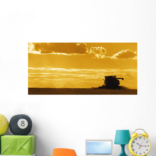 Field with Combine Sunset Wall Decal