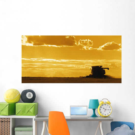 Field with Combine Sunset Wall Decal