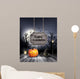 Halloween spooky background with wooden sign. Vector Wall Mural
