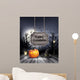Halloween spooky background with wooden sign. Vector Wall Mural