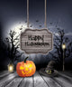 Halloween spooky background with wooden sign. Vector Wall Mural