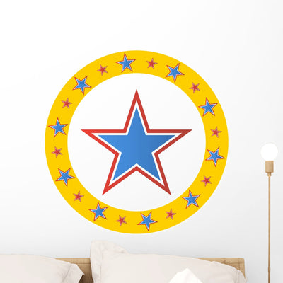 Circus Star Circle Wall Decal shown on a wall