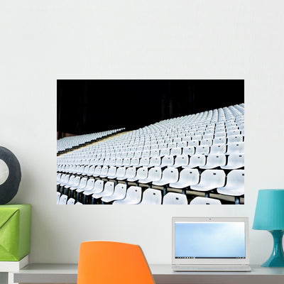 Empty Seats Stadium Wall Mural shown on a wall