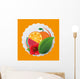 Orange watermelon flower and leaf icon. Fruits summer healthy and organic food theme. Colorful design. Vector illustration Wall Mural
