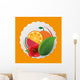 Orange watermelon flower and leaf icon. Fruits summer healthy and organic food theme. Colorful design. Vector illustration Wall Mural