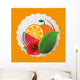 Orange watermelon flower and leaf icon. Fruits summer healthy and organic food theme. Colorful design. Vector illustration Wall Mural