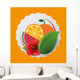 Orange watermelon flower and leaf icon. Fruits summer healthy and organic food theme. Colorful design. Vector illustration Wall Mural