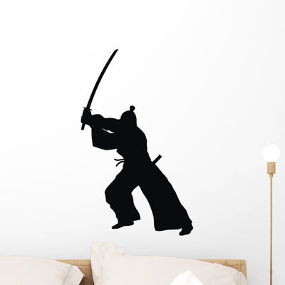 Samurai Wall Decal shown on a wall