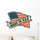 Made in USA (United States of America). Composition with American flag and ribbon in vintage style and colors. Wall Decal