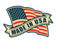 Made in USA (United States of America). Composition with American flag and ribbon in vintage style and colors. Wall Decal