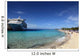 Cruise ship docked in tropical island beach port Wall Mural