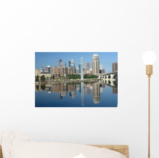 Minneapolis Skyline with Reflections Wall Decal
