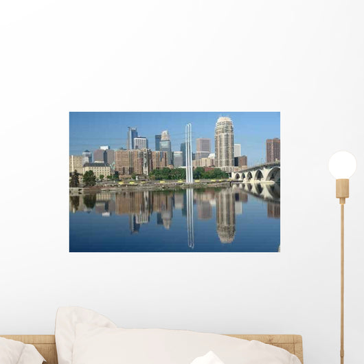 Minneapolis Skyline with Reflections Wall Decal
