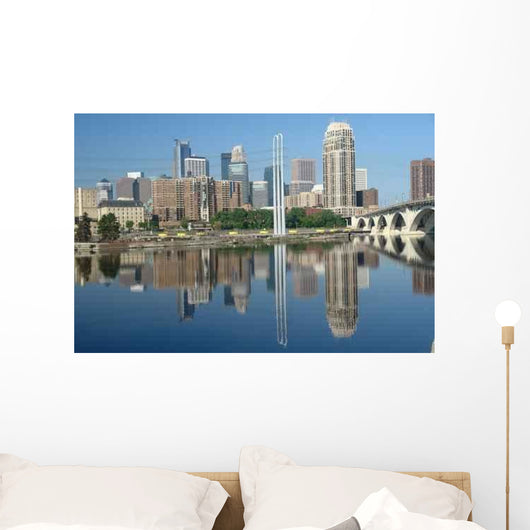 Minneapolis Skyline with Reflections Wall Decal