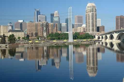 Minneapolis Skyline with Reflections Wall Decal