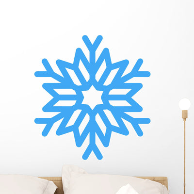 Blue Winter Snowflake Wall Decal shown on a wall