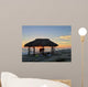 Silhouette of women under a beach shack in La Jolla, California.  Wall Mural