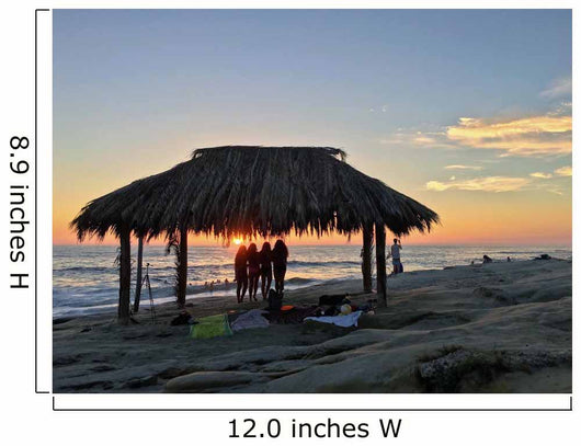 Silhouette of women under a beach shack in La Jolla, California.  Wall Mural