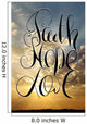 Faith, hope, love. Inspirational and motivational quote. Modern brush calligraphy. Words about God. Sky, clouds, sun, rays.Hand drawing lettering. Wall Mural