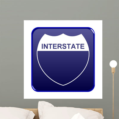 Interstate Sign Wall Decal shown on a wall
