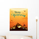 Spooky halloween night with pumpkins. Poster. Wall Mural