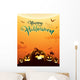 Spooky halloween night with pumpkins. Poster. Wall Mural