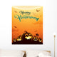 Spooky halloween night with pumpkins. Poster. Wall Mural