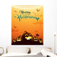 Spooky halloween night with pumpkins. Poster. Wall Mural