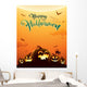 Spooky halloween night with pumpkins. Poster. Wall Mural