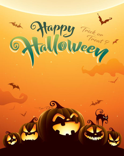 Spooky halloween night with pumpkins. Poster. Wall Mural