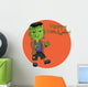 Cute Halloween character Frankenstein flat design vector Illustration. Text Happy Halloween. Wall Decal