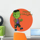 Cute Halloween character Frankenstein flat design vector Illustration. Text Happy Halloween. Wall Decal