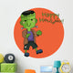 Cute Halloween character Frankenstein flat design vector Illustration. Text Happy Halloween. Wall Decal