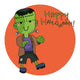Cute Halloween character Frankenstein flat design vector Illustration. Text Happy Halloween. Wall Decal
