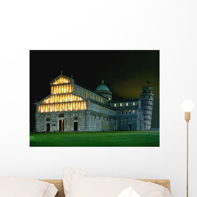Leaning Tower Lit up Wall Decal shown on a wall