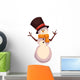 Happy snowman in a black cylinder and orange scarf, cartoon vector illustration isolated on white background. Drawing of snowman, traditional winter character, Christmas decoration element Wall Decal