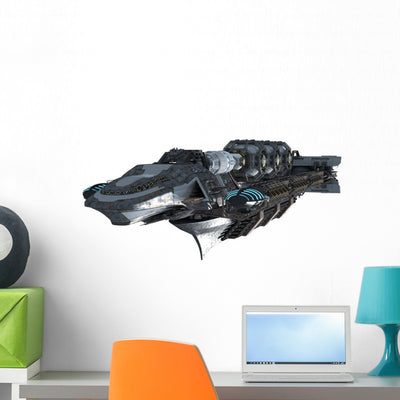 Interstellar Warship Spaceship Wall Decal shown on a wall